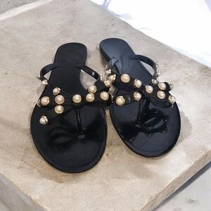 Aldo Pearl Studded Jelly Sandals.
